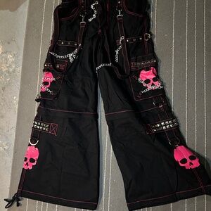 Tripp NYC - Black Chain Pants with Pink Skulls